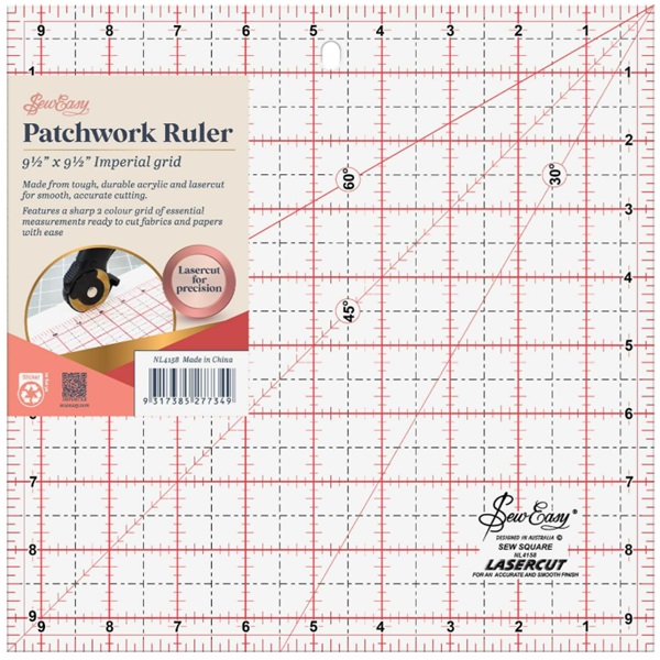 9.5in x 9.5in Patchwork Ruler Sew Easy NL4158