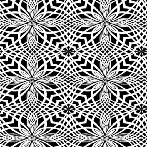 Patterned Petal Tiles Black C8728-Ink