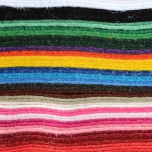 30% Wool/ 70% Viscose - Single Colour Felt Squares