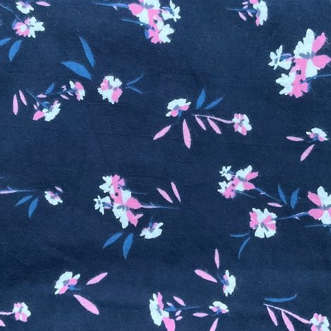 Pink Floral on Navy Flannel