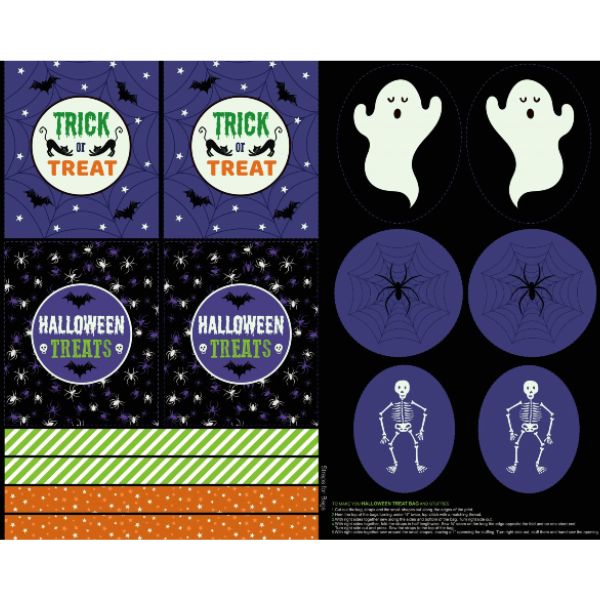 A598.2 – Glow in the Dark Treat Bags & Cut Outs on Black Haunted House, Lewis & Irene
