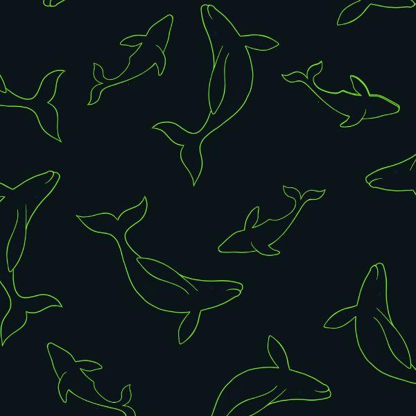 A781.2 Whales on Bright Blue: Ocean Glow (Glow in the Dark) - Image 2