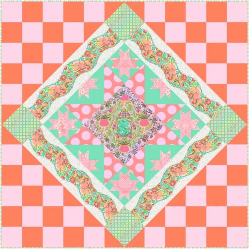 Aster Quilt Kit Persimmon Roar! Tula Pink