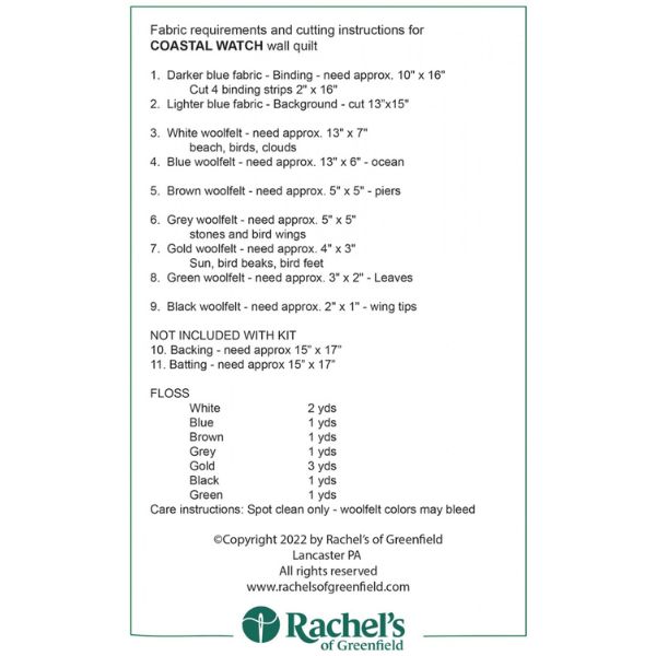 Coastal Watch Wall Kit Instructions K0123