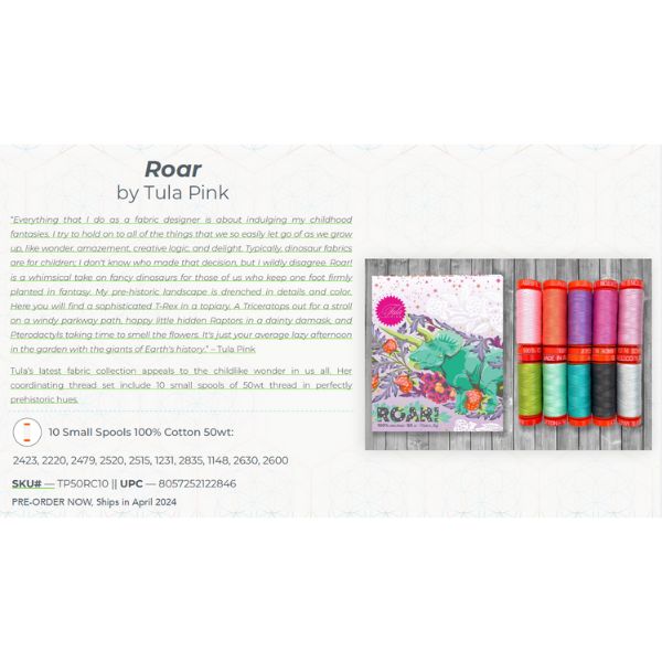 Roar! by Tula Pink Spool Set TP50RC10