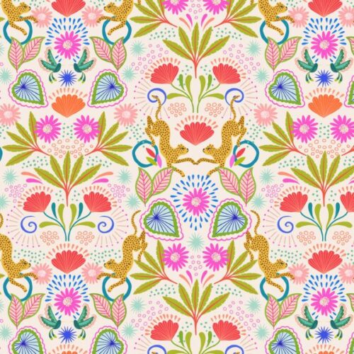 A809-1 Mirrored jaguar on cream, Bahia, Lewis & Irene