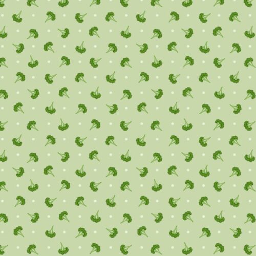 A821.2 Polka dot broccoli on light green, The Kitchen Garden