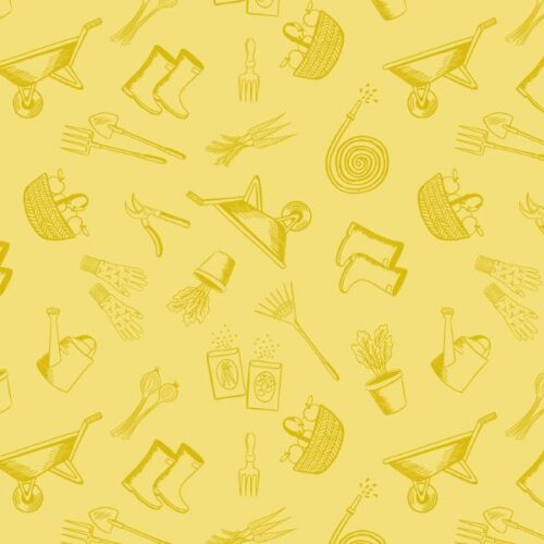 A824.2 Garden accessories on mellow yellow, The Kitchen Garden