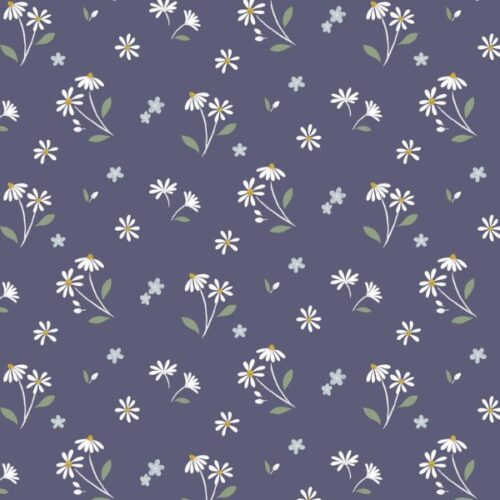 Floral Song Daisies Dancing on Navy Blue CC34.3