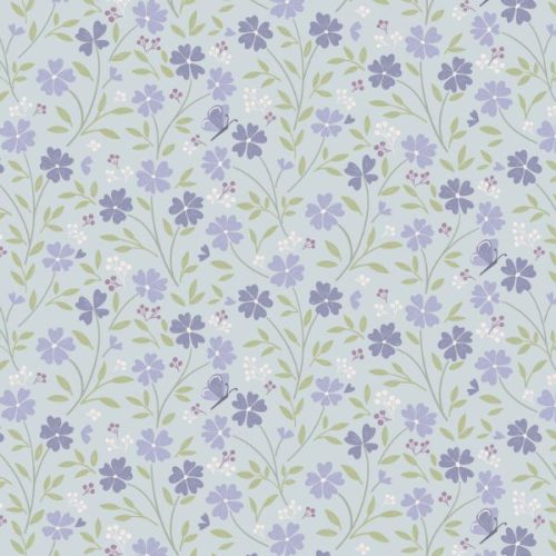 Floral Song Little Blossom on Duck Egg blue CC33.2