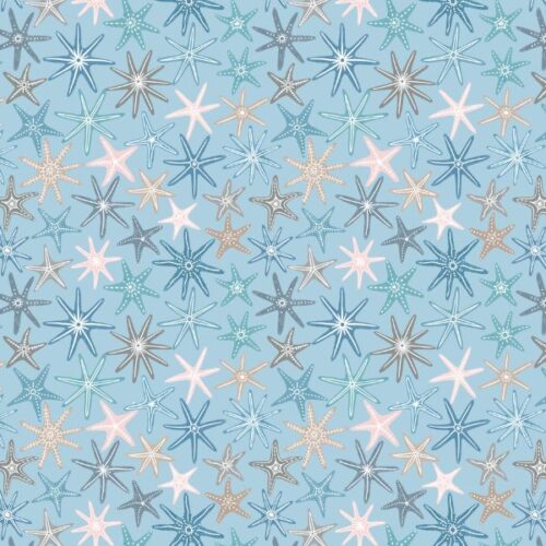 Ocean Pearls Starfish Multi on Sunny Blue with Pearl - A829.2