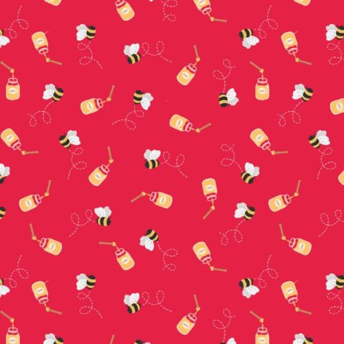 Teddy Bears' Picnic Honey Bee on Red - A796-3