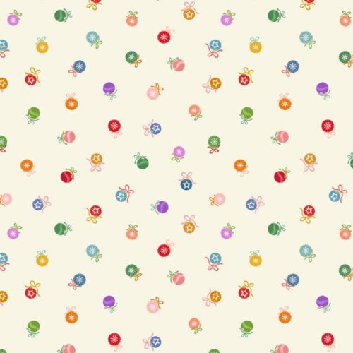 Oh Christmas Tree! Baubles on Cream with Gold Metallic - C119.1