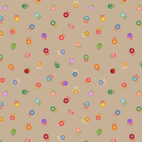 Oh Christmas Tree! Baubles on Natural with Gold Metallic - C119.2