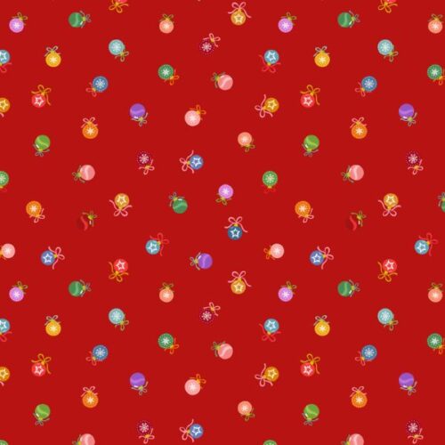 Oh Christmas Tree! Baubles on Red with Gold Metallic - C119.3