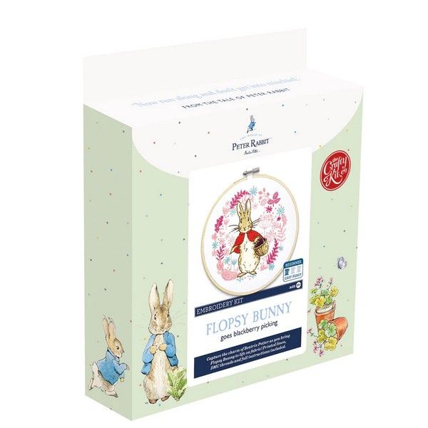 Flopsy Goes Blackberry Picking Embroidery Kit, Beatrix Potter box side CKC-BEATRIX-005