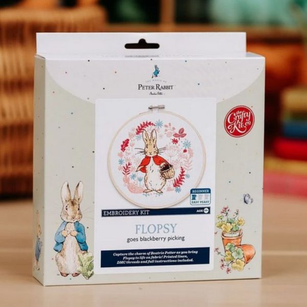 Flopsy Goes Blackberry Picking Embroidery Kit, Beatrix Potter box CKC-BEATRIX-005