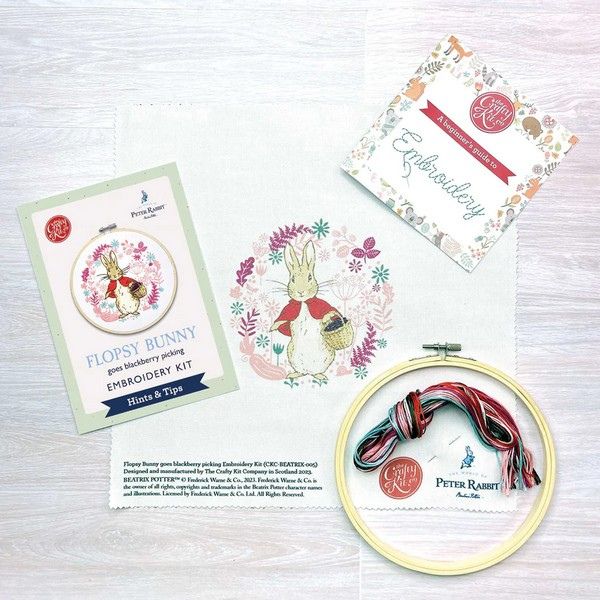 Flopsy Goes Blackberry Picking Embroidery Kit, Beatrix Potter contents CKC-BEATRIX-005