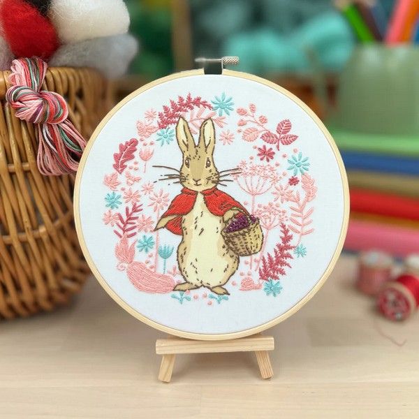 Flopsy Goes Blackberry Picking Embroidery Kit, Beatrix Potter finished hoop CKC-BEATRIX-005