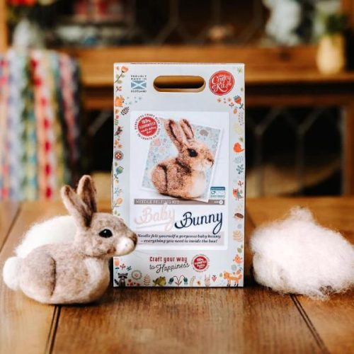 Baby Bunny Needle Felting Kit Box and Contents, The Crafty Kit Company