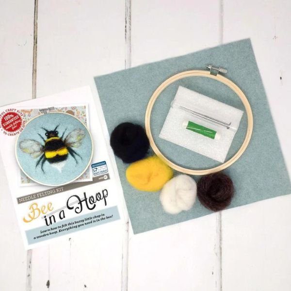 Bee in a Hoop Needle Felting Craft Kit Contents
