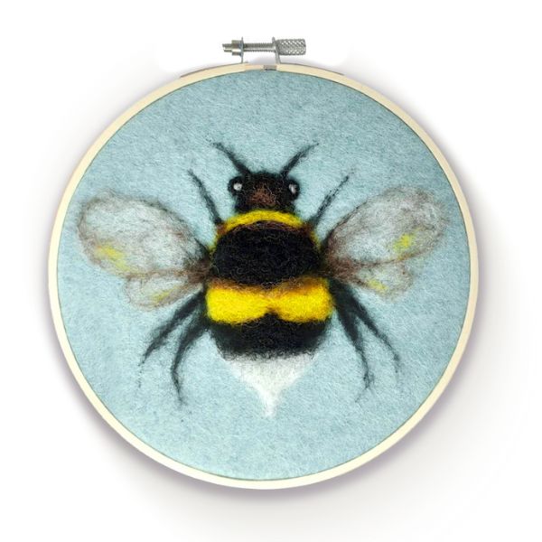 Bee in a Hoop Needle Felting Craft Kit Finished Piece