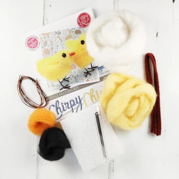 Chirpy Chicks Needle Felting Kit Contents, The Crafty Kit Company