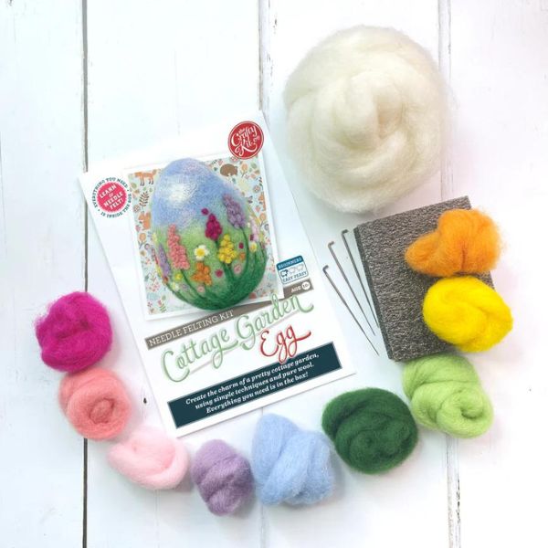 Cottage Garden Egg Needle Felting Craft Kit Contents
