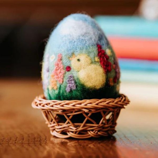 Cottage Garden Egg Needle Felting Craft Kit Finished Piece