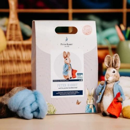 Peter Rabbit and his Pocket Handkerchief Needle Felting Craft Kit Box and Contents, Beatrix Potter