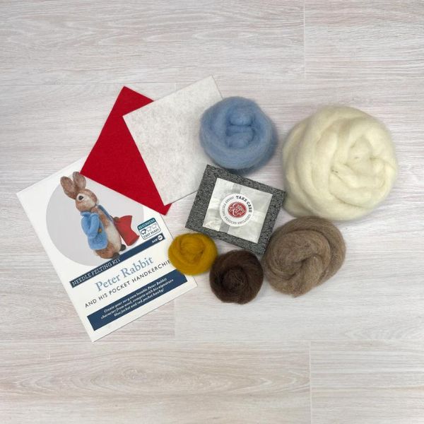Peter Rabbit and his Pocket Handkerchief Needle Felting Craft Kit Contents, Beatrix Potter