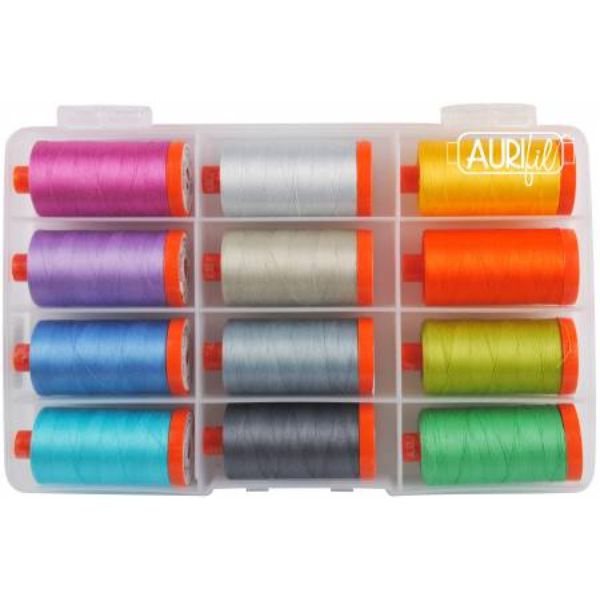 The Kaffe Collective, by Kaffe Fassett & Liza Lucy, 12 x 50wt Aurifil Threads Content