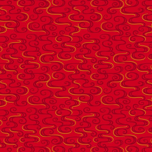 A864.1 Dragon Swirl on Red with Gold Metallic Year of the Dragon Lewis & Irene