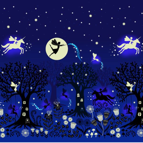 A867.3 Fairy Glow Night Double Edge Border Glow Fairies Lewis & Irene