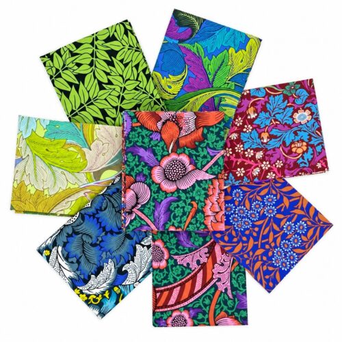 7 Piece Fat Quarter Pack Kaffe Fassett x Morris & Co. featuring colourful botanical and floral fabrics