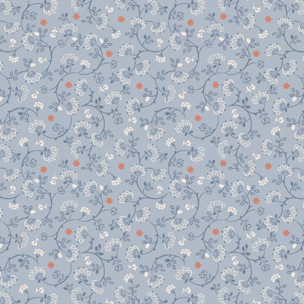 W20 Flower Chains on Blue 108 Wide Widths Lewis & Irene