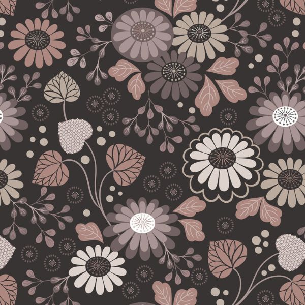 W14 Floral on Dark Earth 108 Wide Widths Lewis & Irene