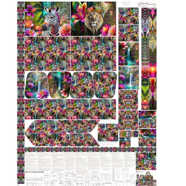 Zebra/Lion - 3 Bags on One Panel - Travel, Cosmetic & Mobile - Image 2