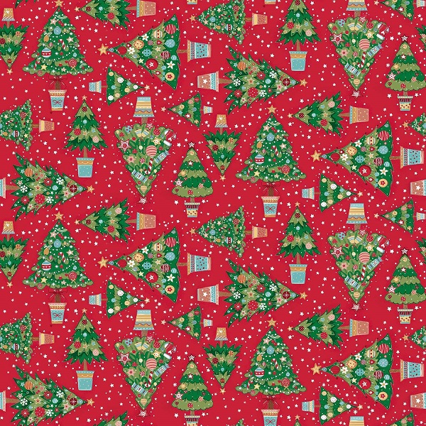 036_R Trees Red Christmas Wishes Makower