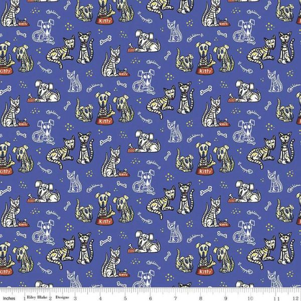 C11812 Cats and Dogs Blue Amor Eterno Riley Blake