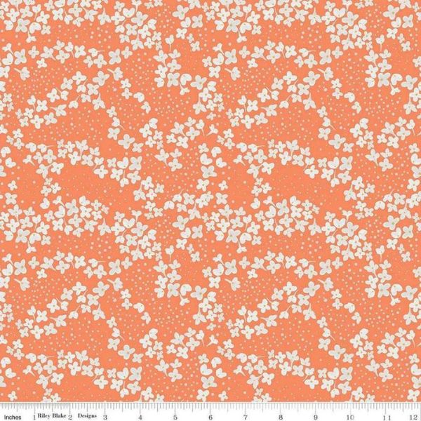 C12732 Blossoms Salmon With a Flourish Riley Blake