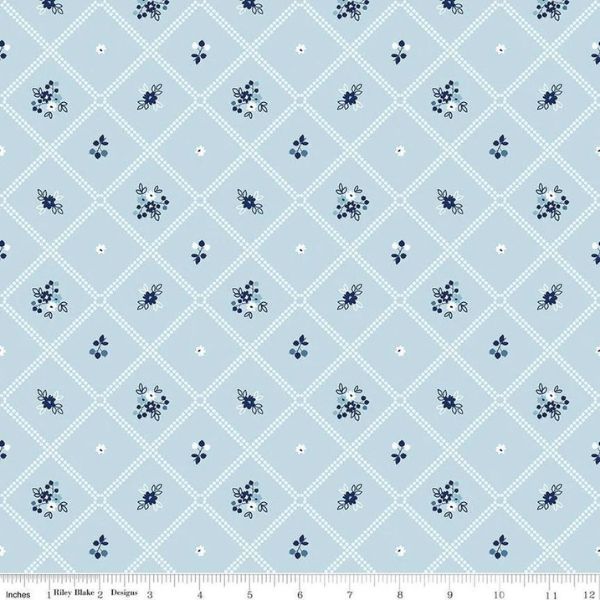 C13412 Dot Grid Blue Simply Country Riley Blake