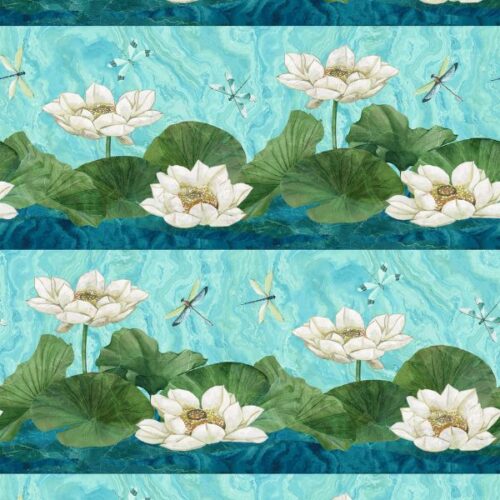 DP27207-48 Lily Pad Stripe Tranquil Waters
