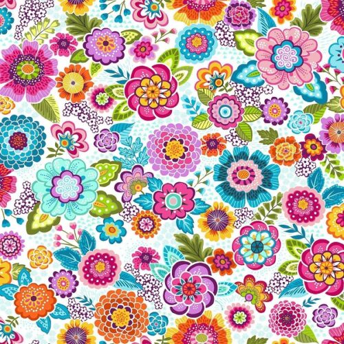 056_W Floral White Revival by Makower