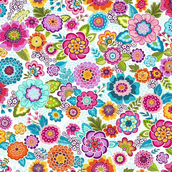 056_W Floral White Revival by Makower