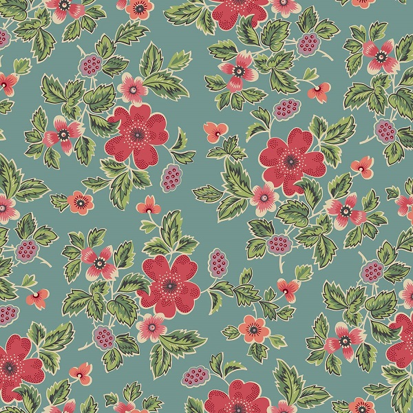 1196-T Rambling Rose Teal Rambling Rose by Renee Nanneman