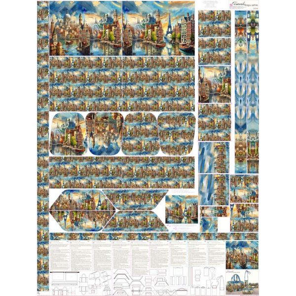 Europe- 3 Bags on One Panel - Travel, Cosmetic & Mobile Full Panel