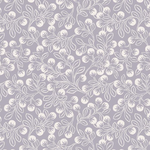 F658.3 Snowberries on Iced Lavender Flannel Secret Winter Garden Flannel Lewis & Irene