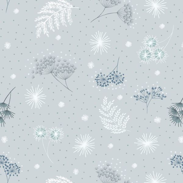 F659.1 Frosted Garden on Light Grey Flannel Secret Winter Garden Flannel Lewis & Irene