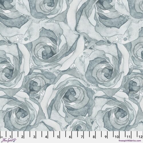 PWSR081.SILVERBLUE Organic Roses Brushstrokes by Shell Rummel